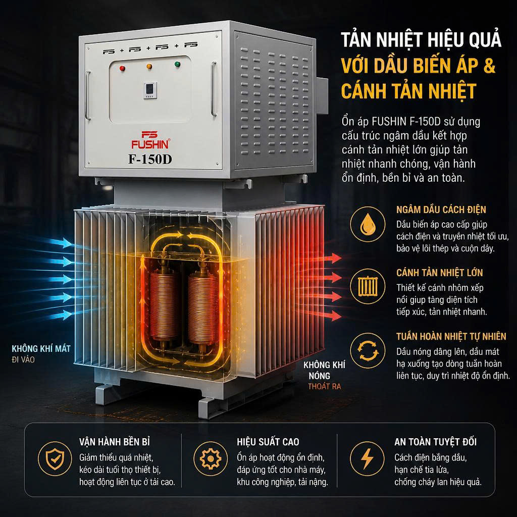 Làm mát biến áp giúp ổn áp tiết kiệm điện