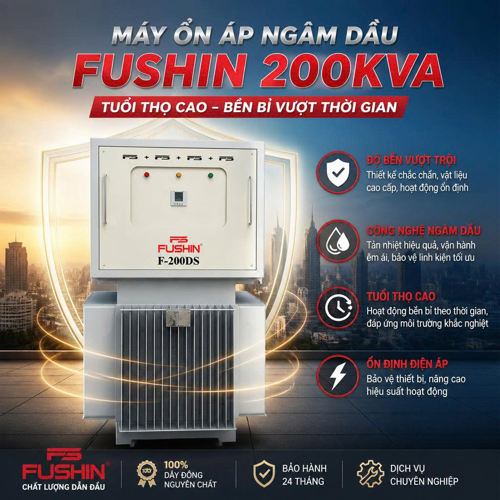Giá Ổn Áp Ngâm Dầu 200kVA Fushin: Tiết Kiệm Điện Hiệu Quả