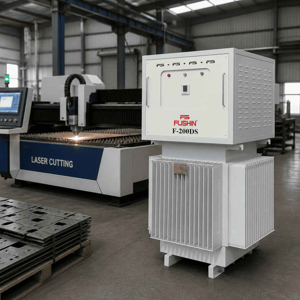 Ổn áp 3 pha ngâm dầu 200kVA Fushin lắp đặt cho nhà máy xí nghiệp