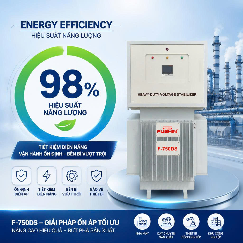 Phân tích hiệu suất và tổn hao điện năng trên ổn áp ngâm dầu 750kVA Fushin