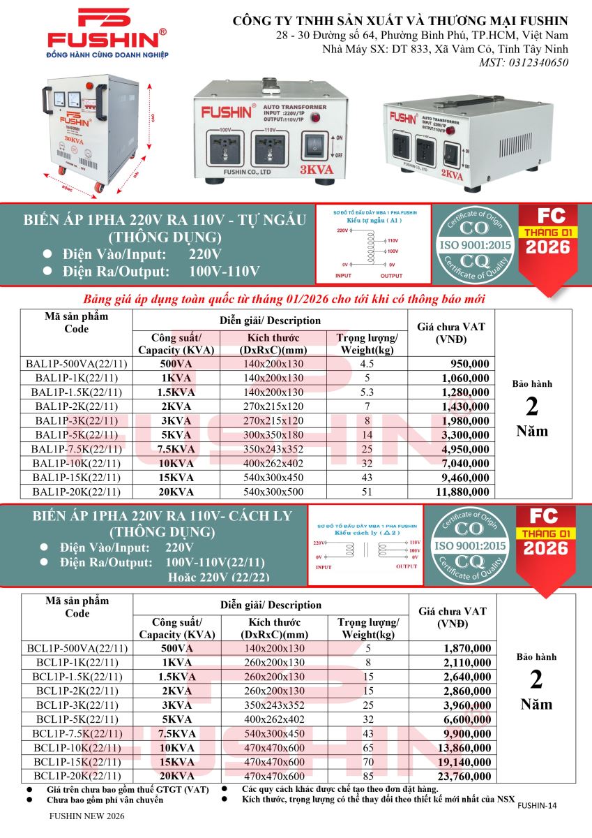 Biến áp tự ngẫu 1 pha 220V ra 110V (Thùng)