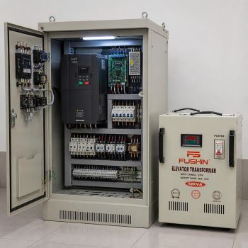 Giải pháp 220V 1 pha lên 380V 3 pha cho thang máy bằng biến áp FUSHIN và Biến Tần