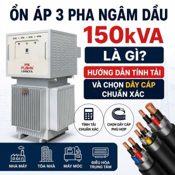 Ổn áp 3 pha ngâm dầu 150kVA là gì? Hướng dẫn tính tải và chọn dây cáp chuẩn xác